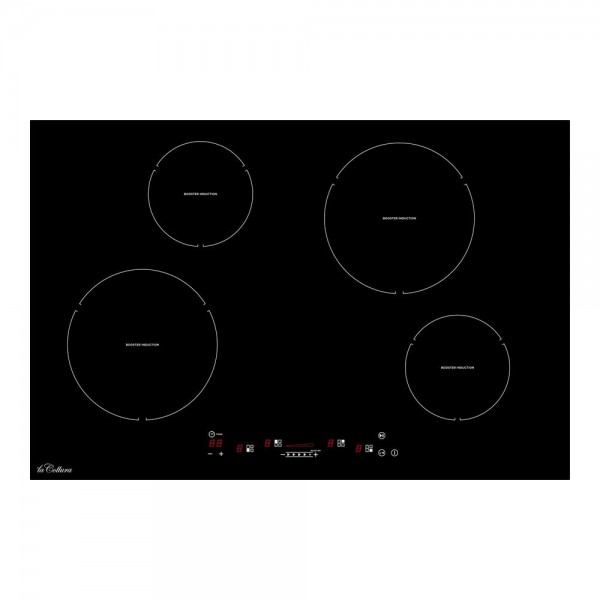 Plita cu inductie La Cottura 77 cm H7S48CN, 4 zone de gatit, Touch Slider, Timer, Booster, Negru